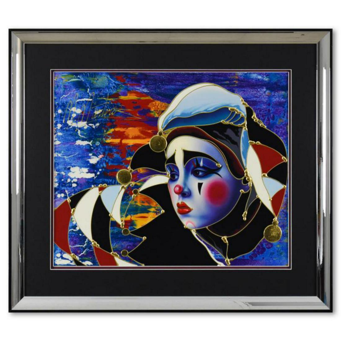 Martiros Manoukian, "Wistful Beauty" Framed Limited Edition Mixed Media Silkscreen, Numbered and (1 of 3)
