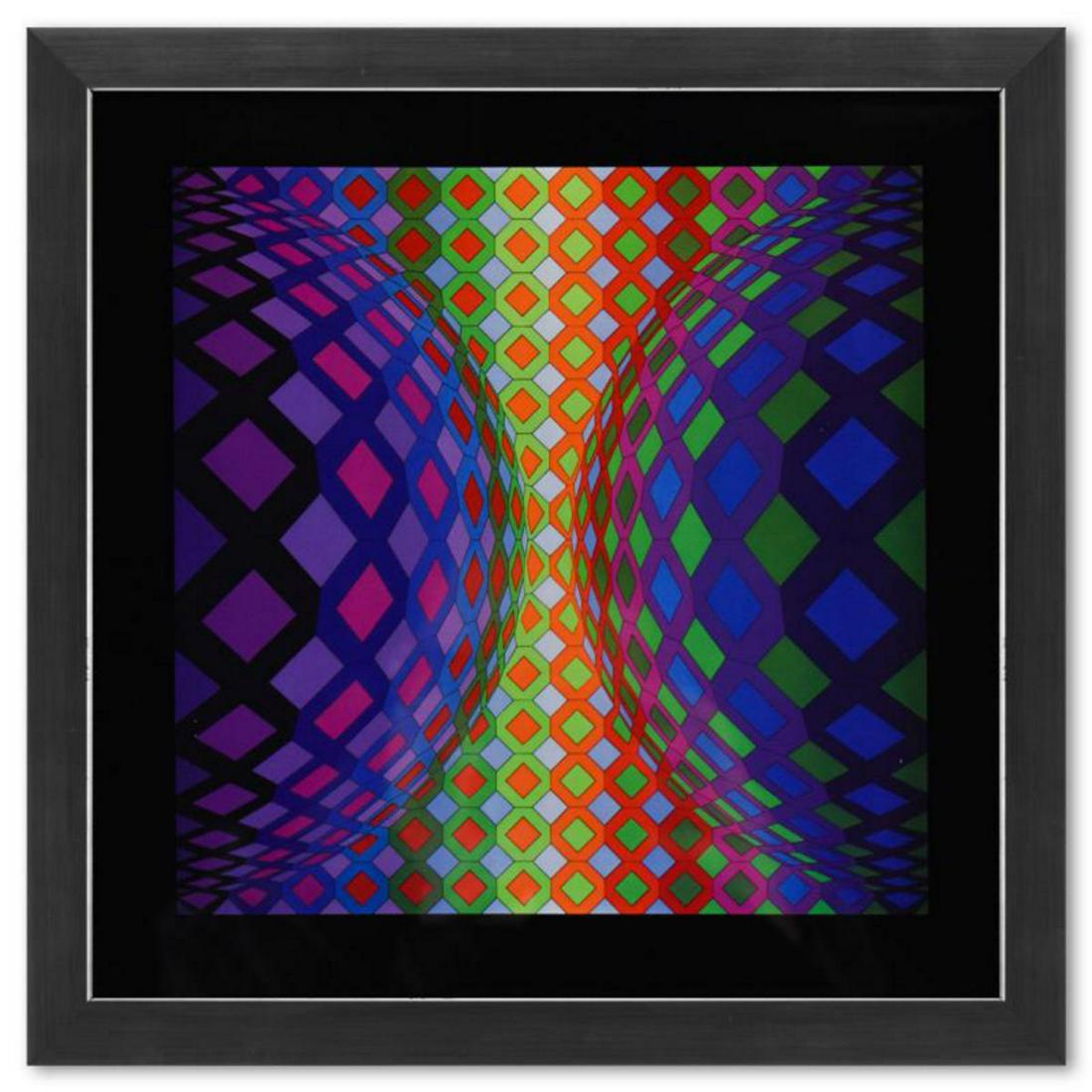 Victor Vasarely (1908-1997), "Reech de la sÃ©rie Structures Universelles De L'Octogone" Framed 1975 (1 of 2)