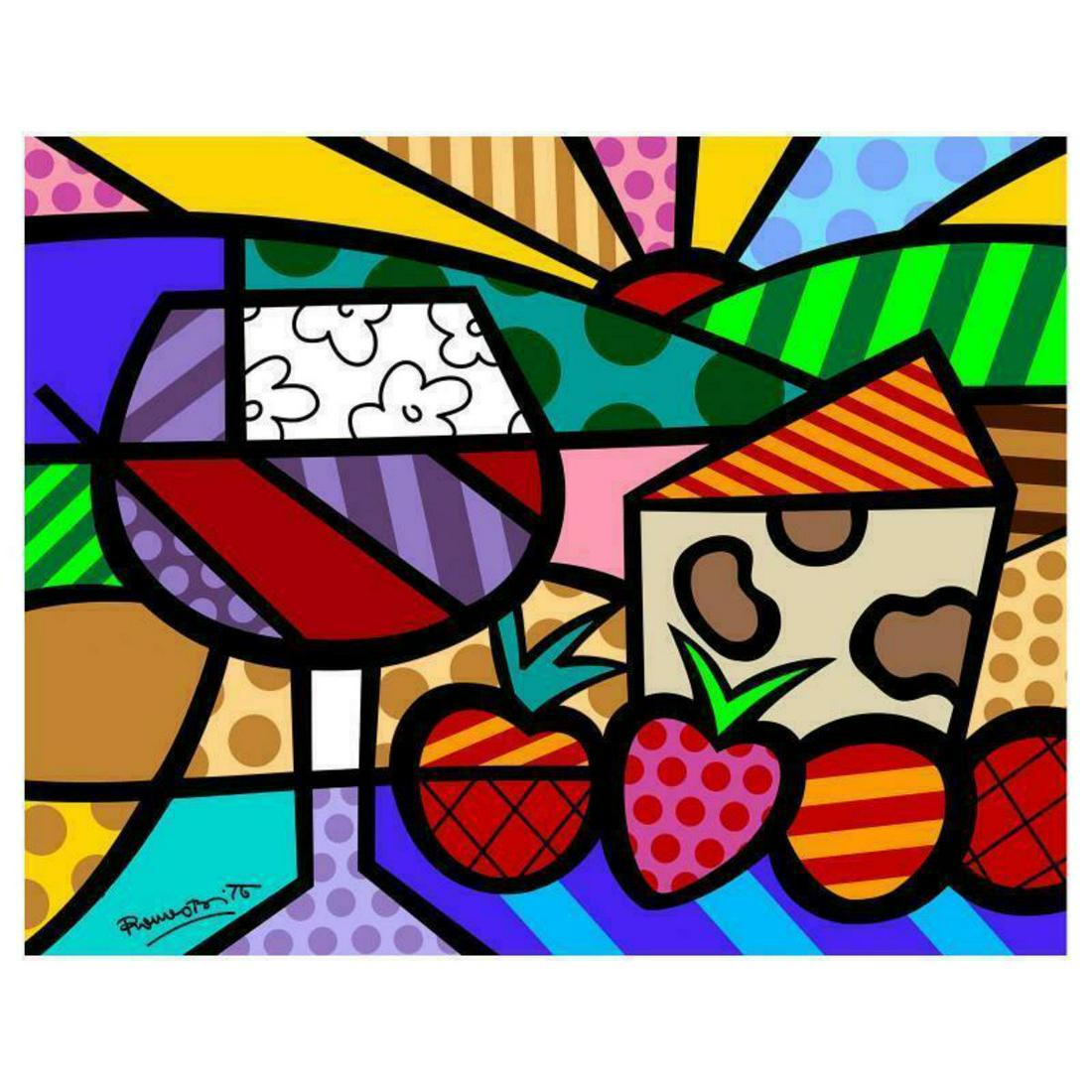 Britto, "Toast To Life" Hand Signed Limited Edition Giclee on Canvas; COA (1 of 2)