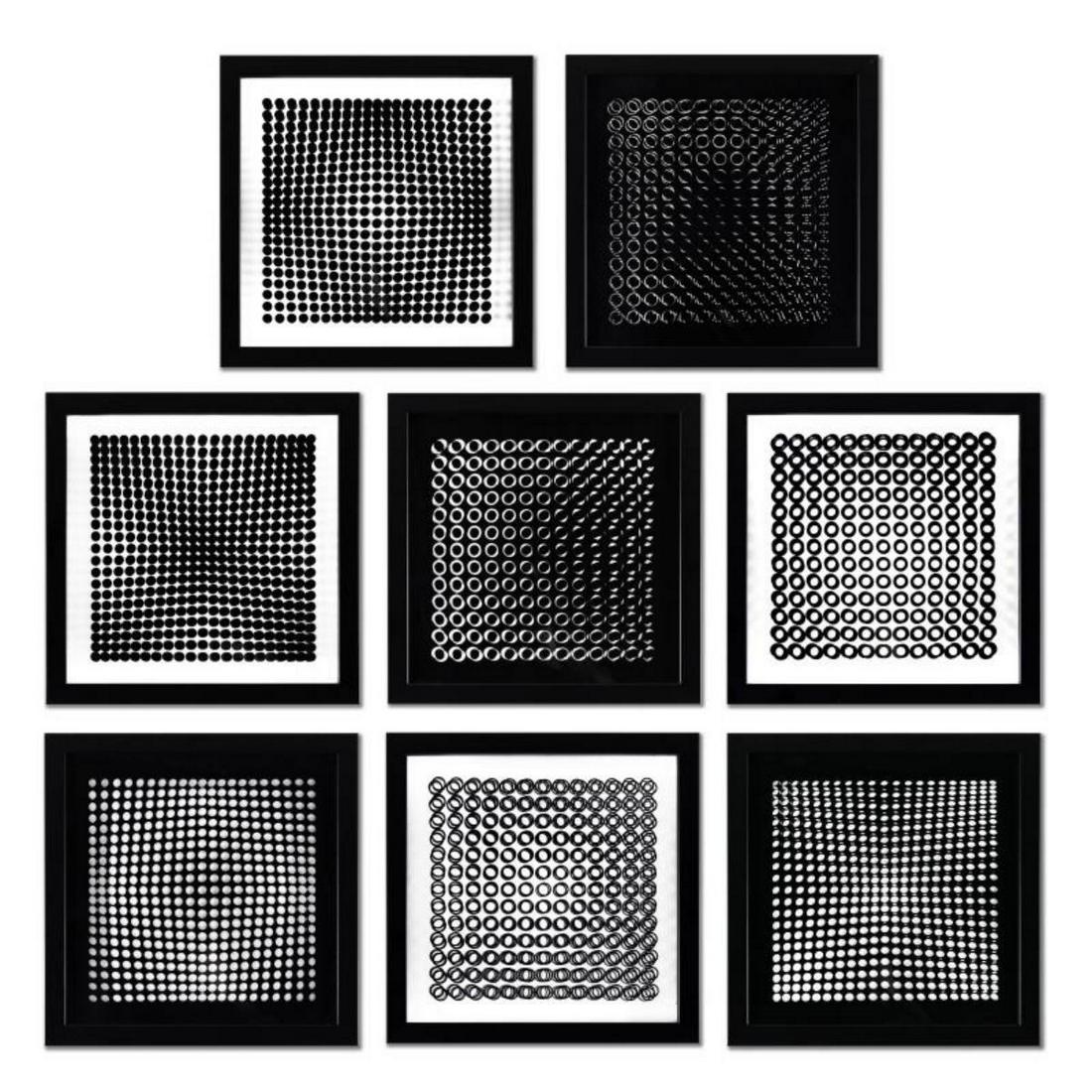 Victor Vasarely (1908-1997), "Trois Dimensions Optique de la sÃ©rie Cinetiques (Set of 8)" Framed (1 of 3)