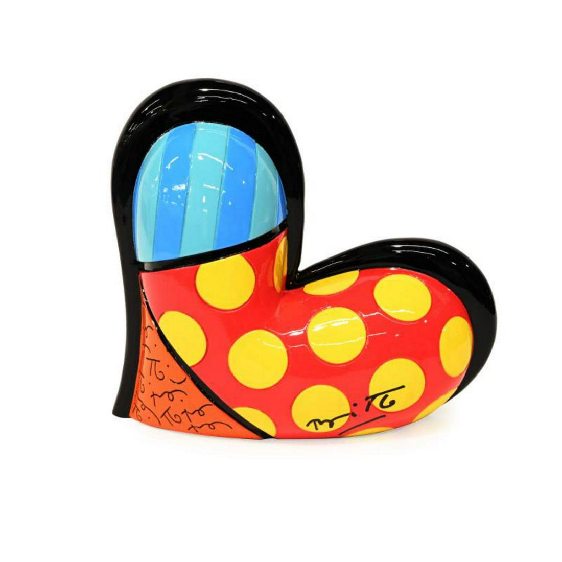 Britto, "My Love" Hand Signed Limited Edition Sculpture; Authenticated.: "My Love" is a limited edition resin sculpture by Romero Britto. The piece is Hand Signed by the artist and authenticated with an official Britto hologram seal. Measures approximately 5.5" x 6" x 3". 