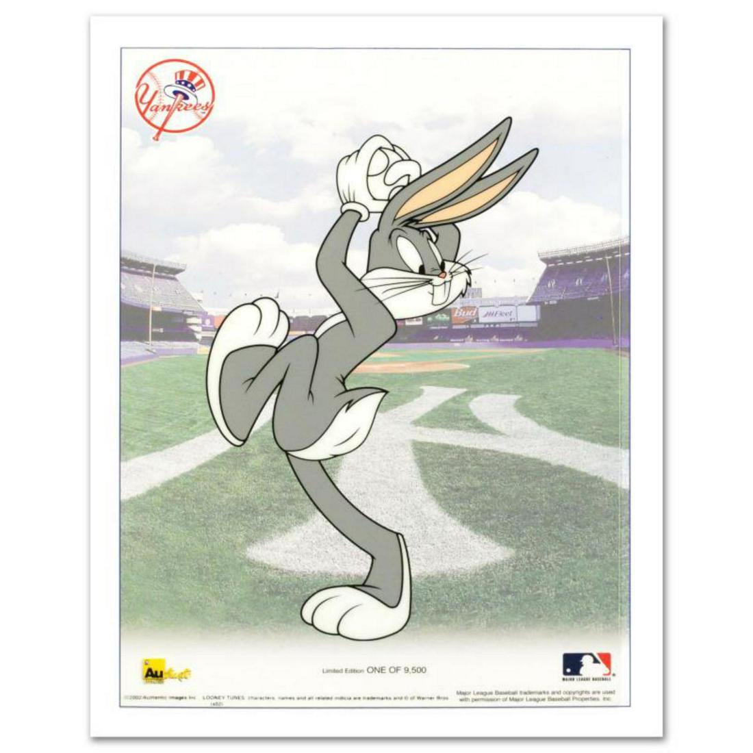 "Bugs Bunny Pitching with the Yankees" is a Limited Edition Sericel from Warner Bros.. Includes: Familiar characters, vibrant colors, and careful details make this sericel one for both serious collectors and casual fans. "Bugs Bunny Pitching with the Yankees" is a limited edition sericel by Loone