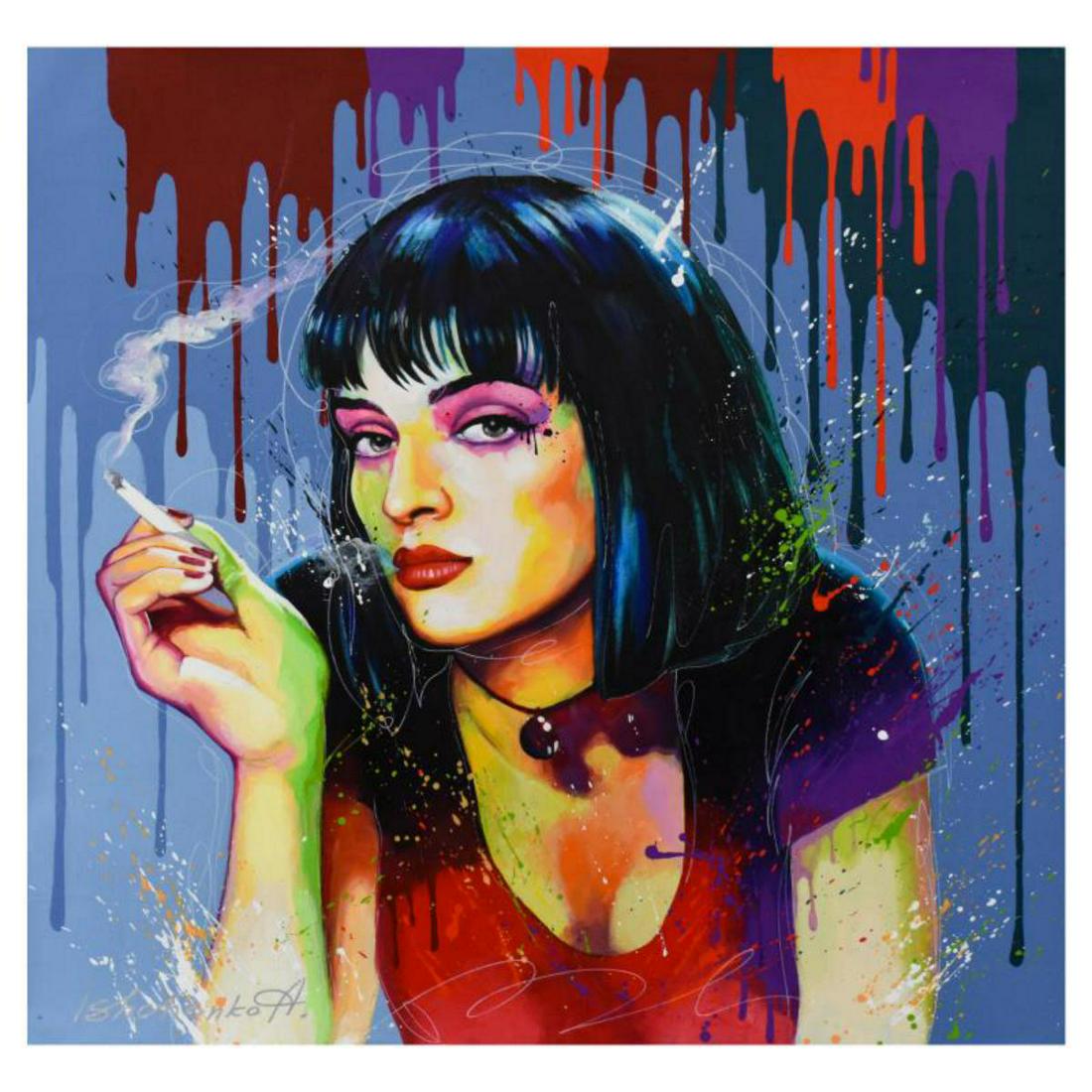 Alexander Ishchenko, "Mia Wallace" Original Acrylic Painting on Canvas, Hand Signed with Letter: "Mia Wallace" is an original acrylic painting on canvas by Alexander Ishchenko, hand signed by the artist. Includes Letter of Authenticity. Measures approx. 36" x 36" (image). Reference #: 251337
