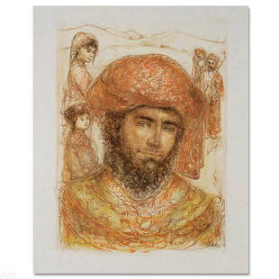 "Joshua at the Jordan" Limited Edition Lithograph by Edna Hibel (1917-2014), Numbered and Hand: "Joshua at the Jordan" is a limited edition lithograph on paper, numbered and hand signed by Edna Hibel (1917-2014). Includes Certificate of Authenticity! Measures approx. 22" x 30" (with border), 17"