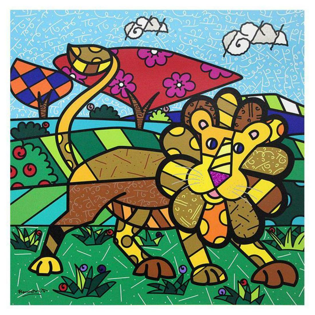 Britto, "Leo" Hand Signed Limited Edition Giclee on Canvas; Authenticated. (1 of 1)