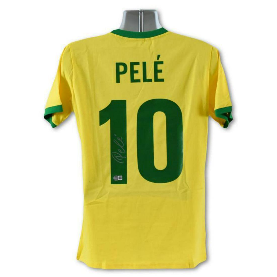 Brazil Soccer Jersey Autographed by Legendary Footballer, Pele with Certificate of Authenticity. (1 of 3)