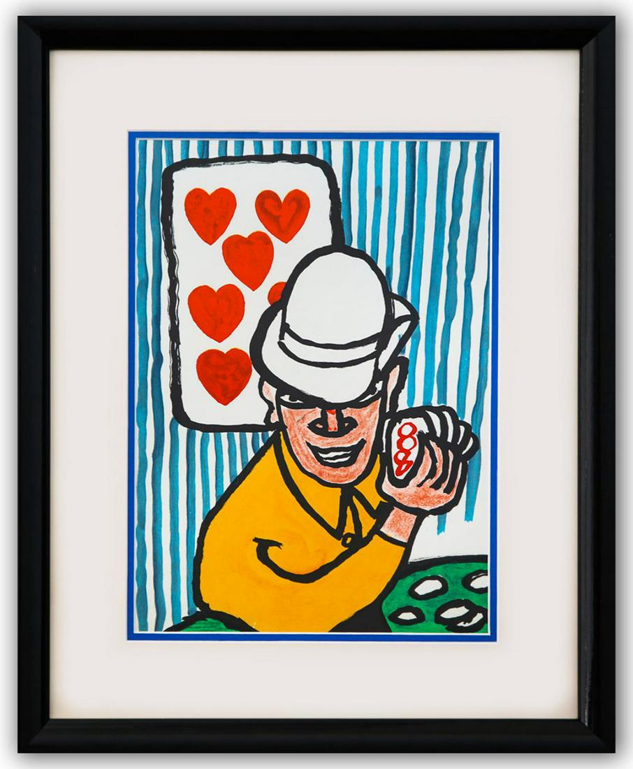 Alexander Calder- Lithograph "DLM212 - Joueurs de cartes II": Artist: Alexander Calder. Medium: Lithograph. Title: DLM212 - Joueurs de cartes II. Size (Unframed): 15" x 11". Measures approx. (Framed): 23" x 19". Certificate of Authenticity: Is included. Addition