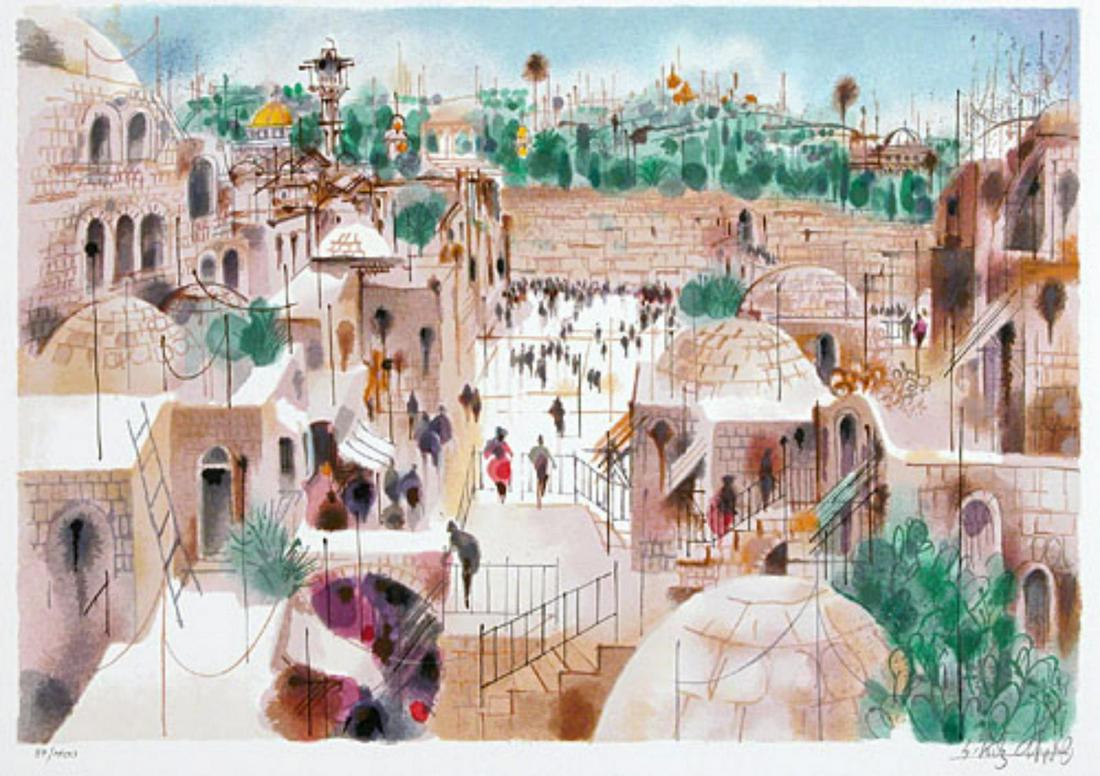 Shmuel Katz- Original Serigraph "The Jewish Quarter" (1 of 1)
