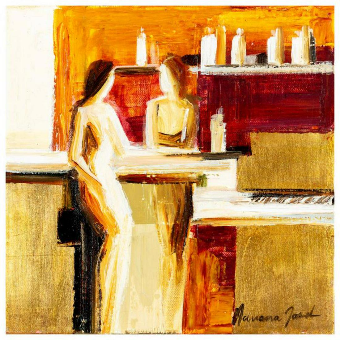 Adriana Naveh, "A Meeting of Fashion Designers" Original Acrylic Painting on Canvas, Hand Signed (1 of 1)