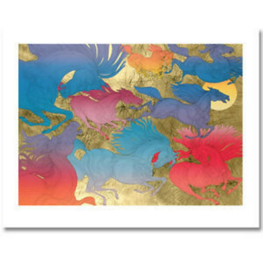 Guillaume Azoulay Serigraph on paper with gold leaf "Huit Chevaux" (1 of 1)