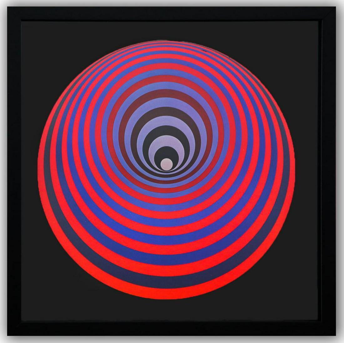 Victor Vasarely- Heliogravure Print "Untitled": Artist: Victor Vasarely. Medium: Heliogravure Print. Title: Untitled. Size (Unframed): 10" x 10". Size (Framed): 12" x 12". Additional: Custom Framed. Reference# 200613.
