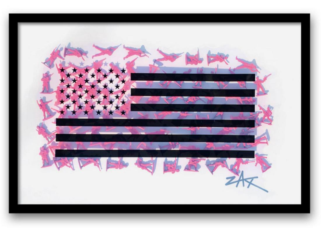 E.M. ZAX  Original one of a kind hand painted 3d wall sculpture "FLAG " (1 of 5)