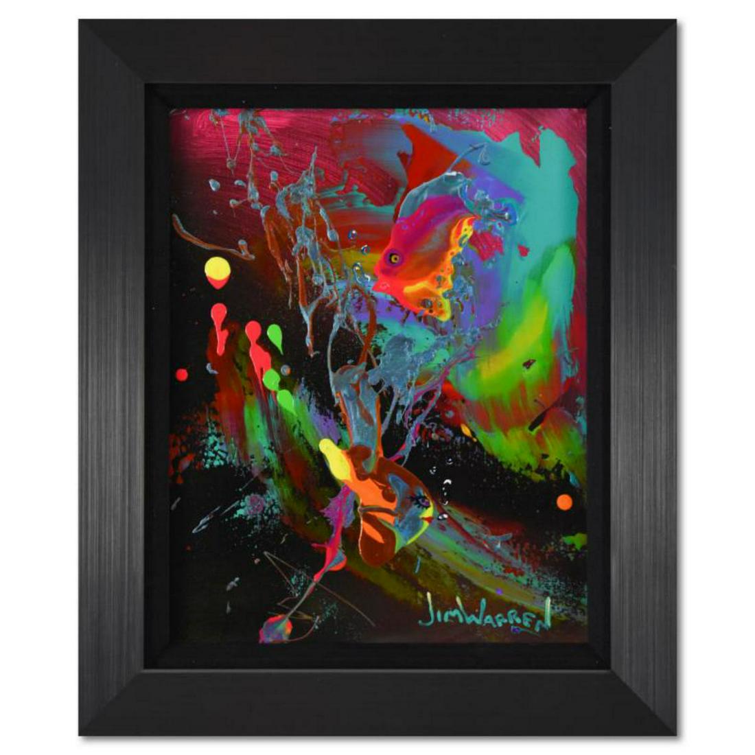Jim Warren, "Angel Fish in Love" Framed Original Acrylic Painting on Canvas, Hand Signed with Letter (1 of 2)