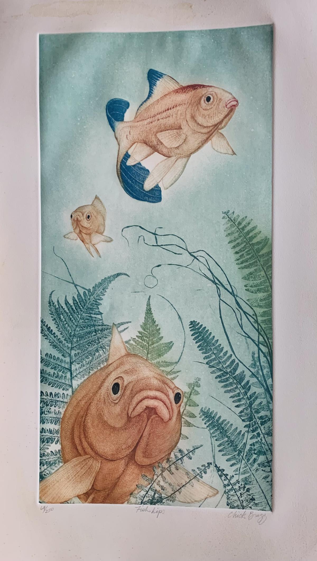 Chick Bragg Etching on paper "Fish Lips" (1 of 1)
