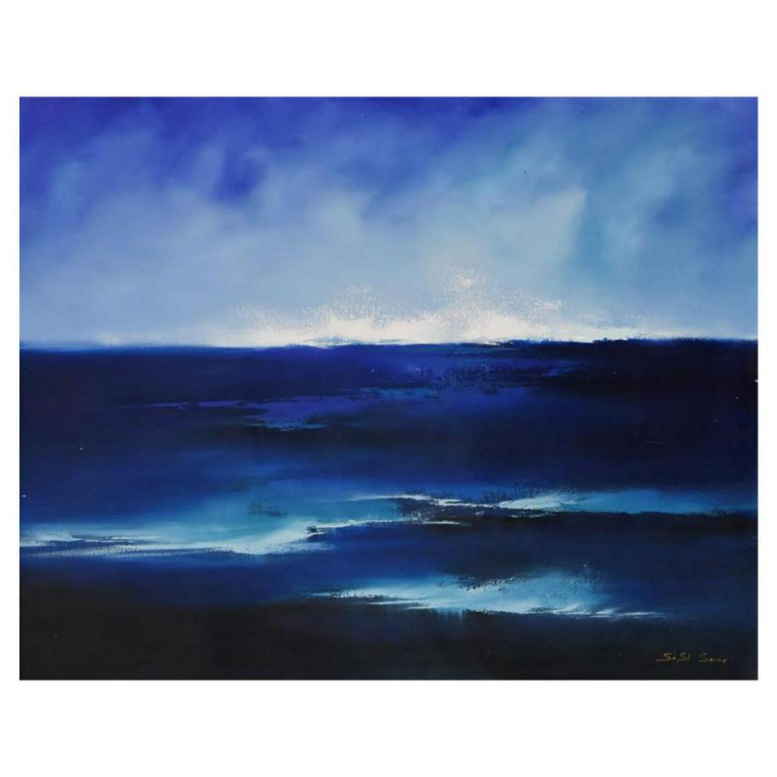Sisi Sun, "Sea in the Blue" Original Acrylic Painting on Canvas (39" x 31.5"), Hand Signed with (1 of 3)