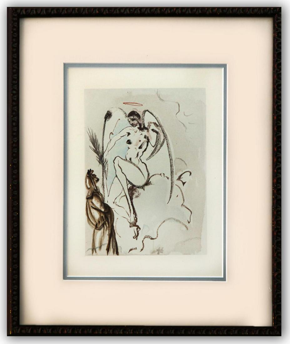 Salvador Dali- Original Color Woodcut on B.F.K. Rives Paper "Paradise 31": Artist: Salvador Dali. Medium: Original Color Woodcut on B.F.K. Rives Paper. Title: Paradise 31. Size (Unframed): 13" x 10". Measures approx. (Framed): 22" x 18". Certificate of Authenticity: Is inclu