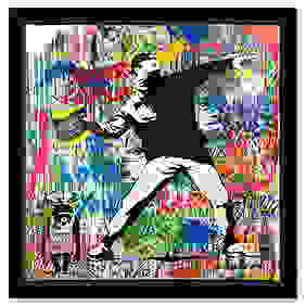 Mr. Brainwash, "Banksy Thrower" Framed Mixed Media Original, Hand Signed with Certificate of First Image