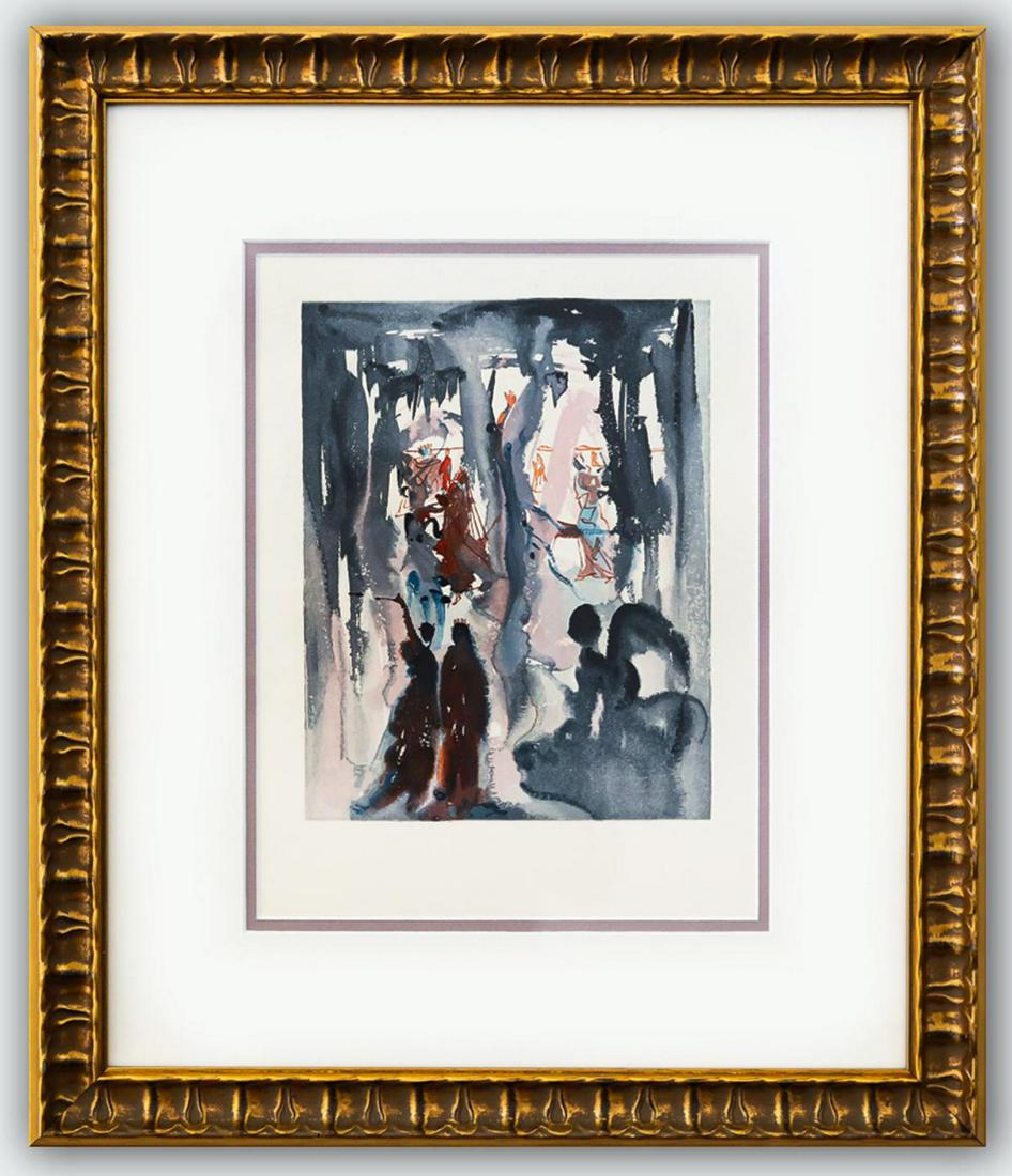 Salvador Dali- Original Color Woodcut on B.F.K. Rives Paper "Paradise 13": Artist: Salvador Dali. Medium: Original Color Woodcut on B.F.K. Rives Paper. Title: Paradise 13. Size (Unframed): 13" x 10". Measures approx. (Framed): 22" x 18". Certificate of Authenticity: Is inclu