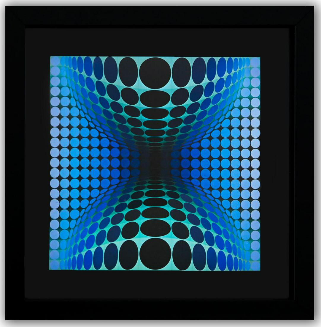 Victor Vasarely- Heliogravure Print "Untitled": Artist: Victor Vasarely. Medium: Heliogravure Print. Title: Untitled. Size (Unframed): 10" x 10". Size (Framed): 12" x 12". Additional: Custom Framed. Reference# 200653.