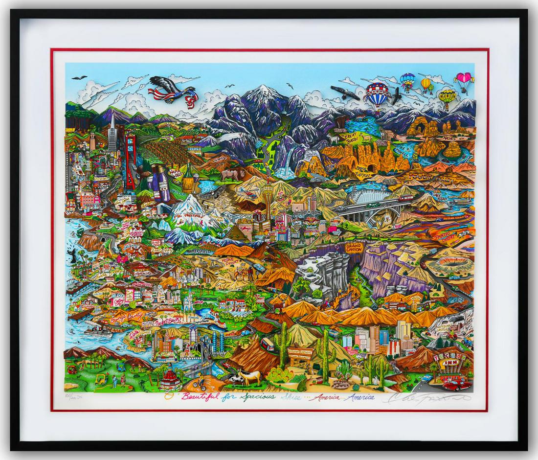 Charles Fazzino- 3D Construction Silkscreen Serigraph "O BEAUTIFUL FOR SPACIOUS (1 of 3)