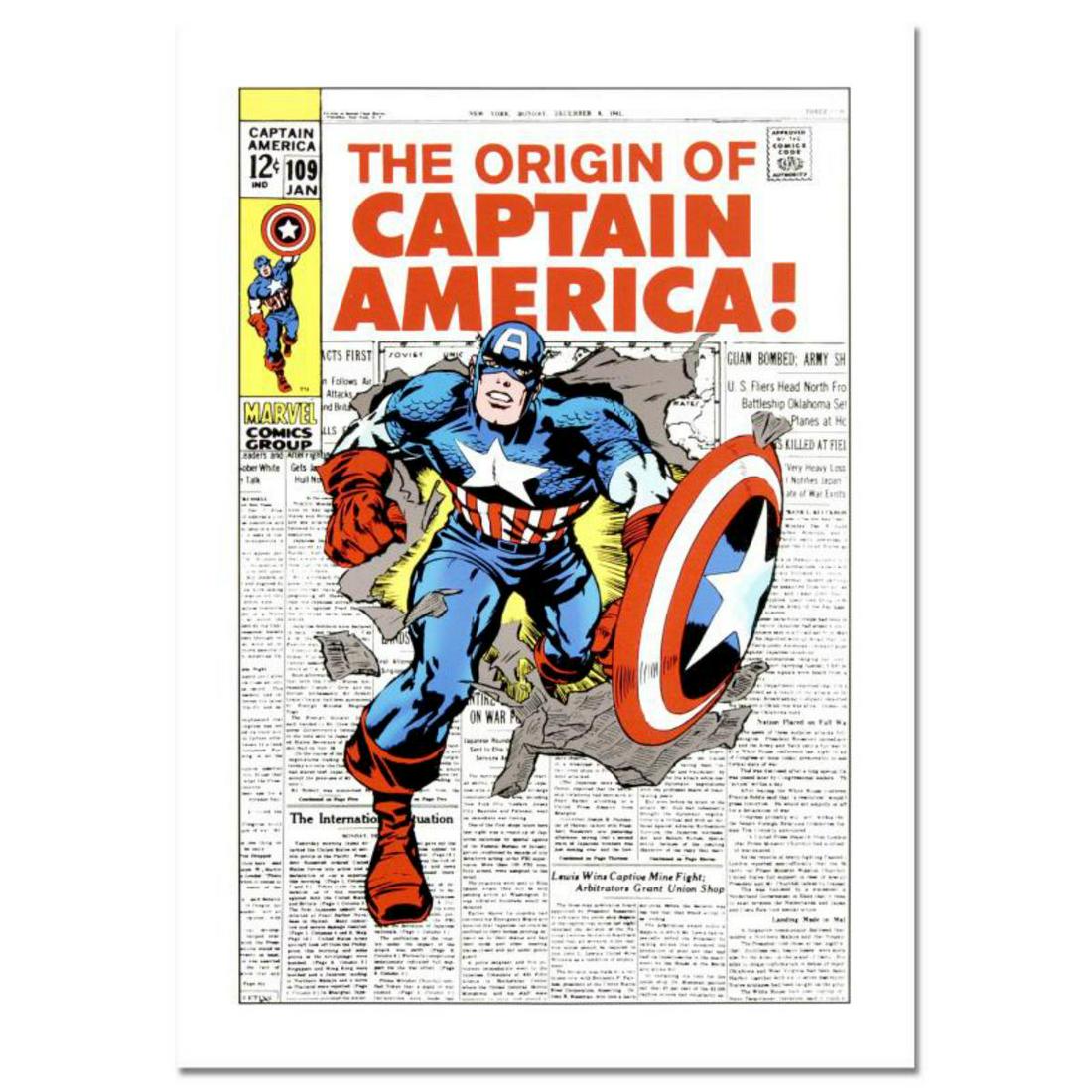Marvel Comics, "Captain America #109" Numbered Limited Edition Canvas by Jack Kirby (1917-1994) with: A piece of comic book history, this limited edition print, drawn by Jack Kirby (1917-1994), depicts a classic Captain America cover from 1969. Jack Kirby, along with the legendary Stan Lee, is credite