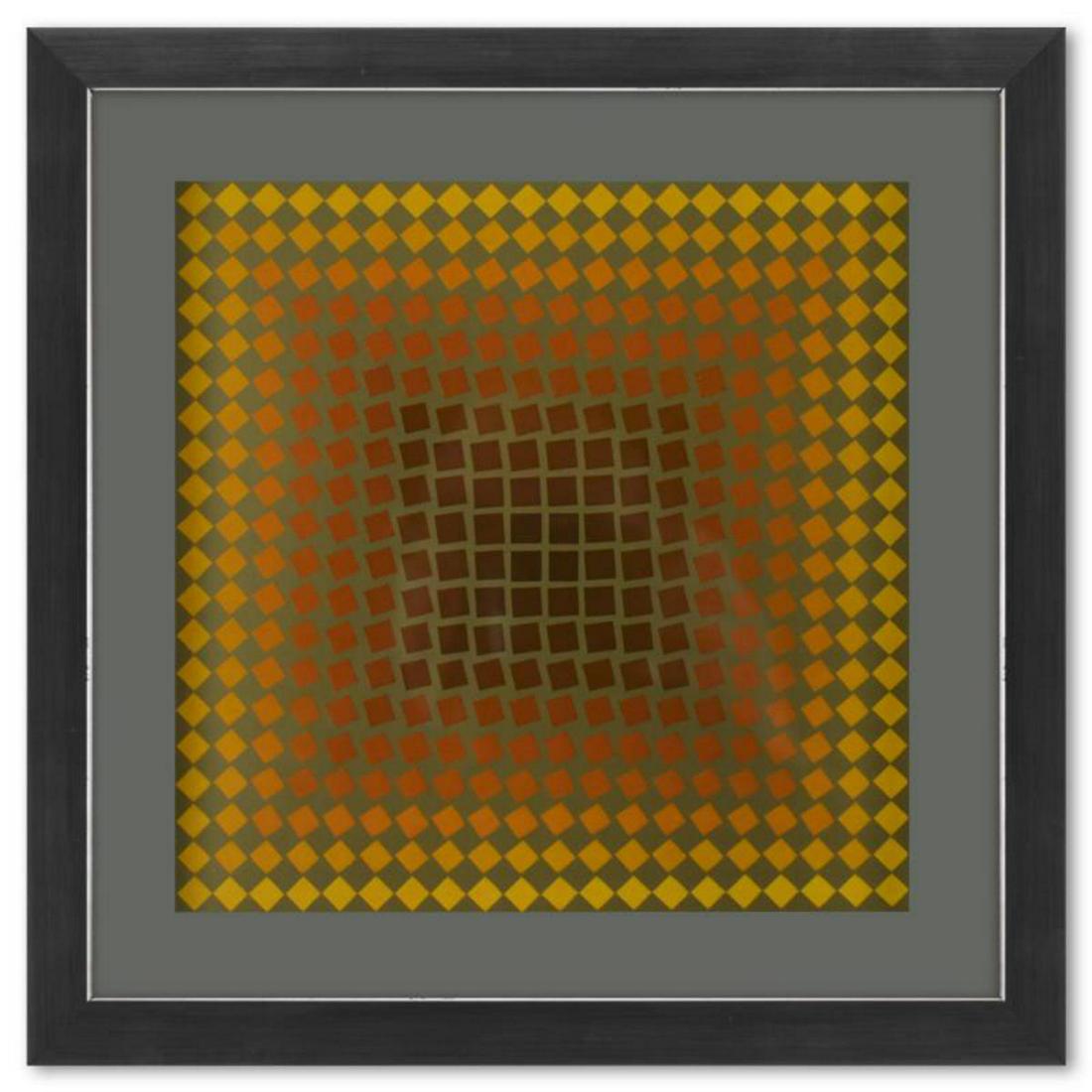 Victor Vasarely (1908-1997), "CTA - 105 de la sÃ©rie CTA - 102" Framed 1971 Heliogravure Print with (1 of 1)