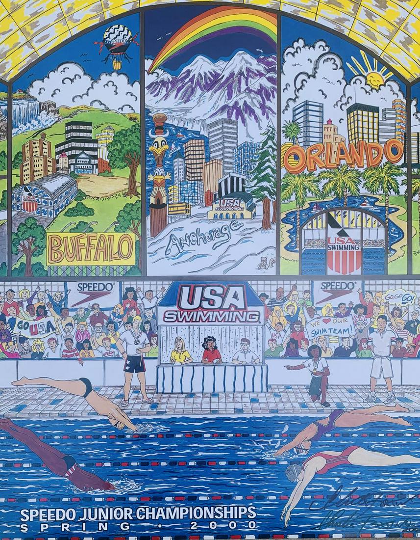 Chalres Fazzino Offset lithograph on paper "Speed Junior Championships" (1 of 2)