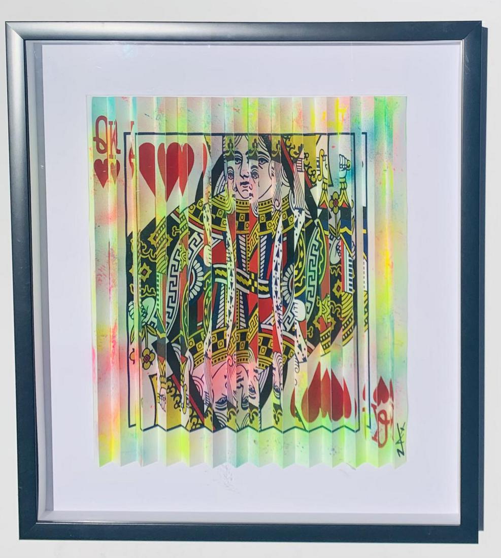 E.M. Zax One-of-a-kind 3D polymorph mixed media on paper "Playing Cards" (1 of 5)