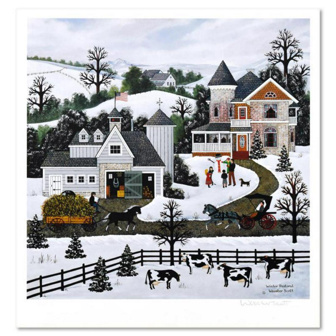 Jane Wooster Scott, "Winter's Pastoral" Limited Edition Lithograph, Numbered and Hand Signed with (1 of 2)