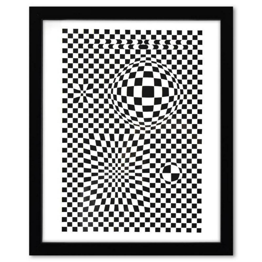 Victor Vasarely (1908-1997), "Vega de la serie Corpusculaires" Framed 1973 Heliogravure Print with (1 of 1)