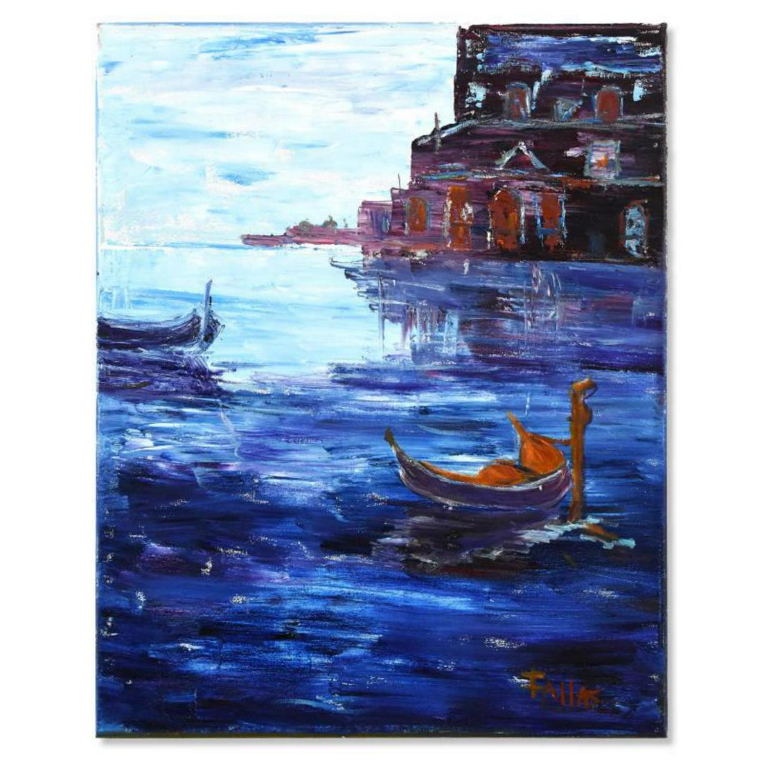 Elliot Fallas, "Venetian View" Original Oil Painting on Canvas, Hand Signed with Letter of (1 of 3)