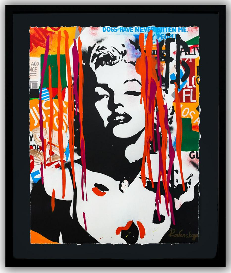 Nastya Rovenskaya- Original Mixed Media on Paper "The Shadow of Marilyn" (1 of 2)
