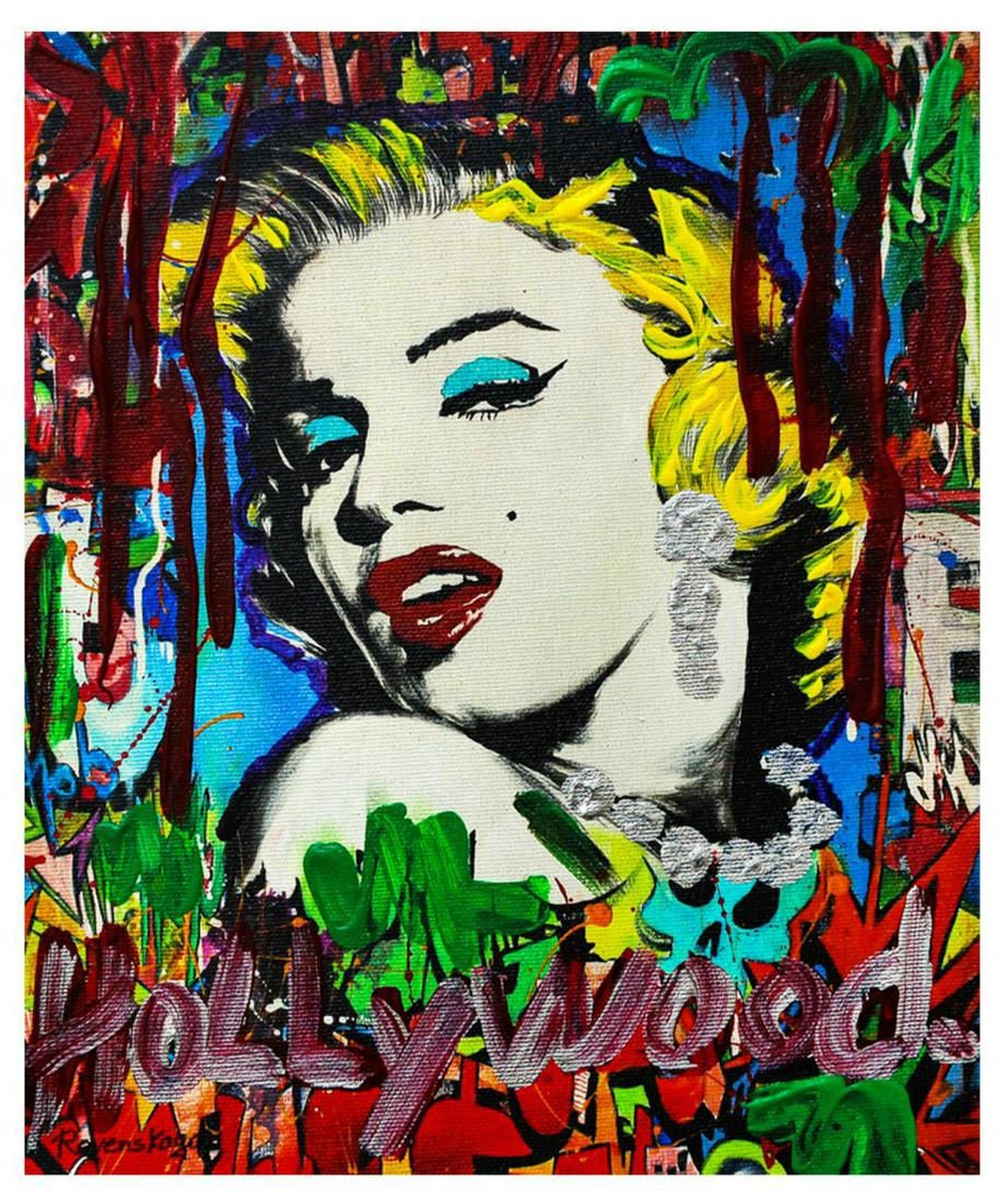 Nastya Rovenskaya- Mixed Media "Marilyn Monroe I": Artist: Nastya Rovenskaya. Medium: Mixed Media. Title: Marilyn Monroe I. Size (Unframed): 10" x 8". Certificate of Authenticity: From the publisher. Reference# 19053.