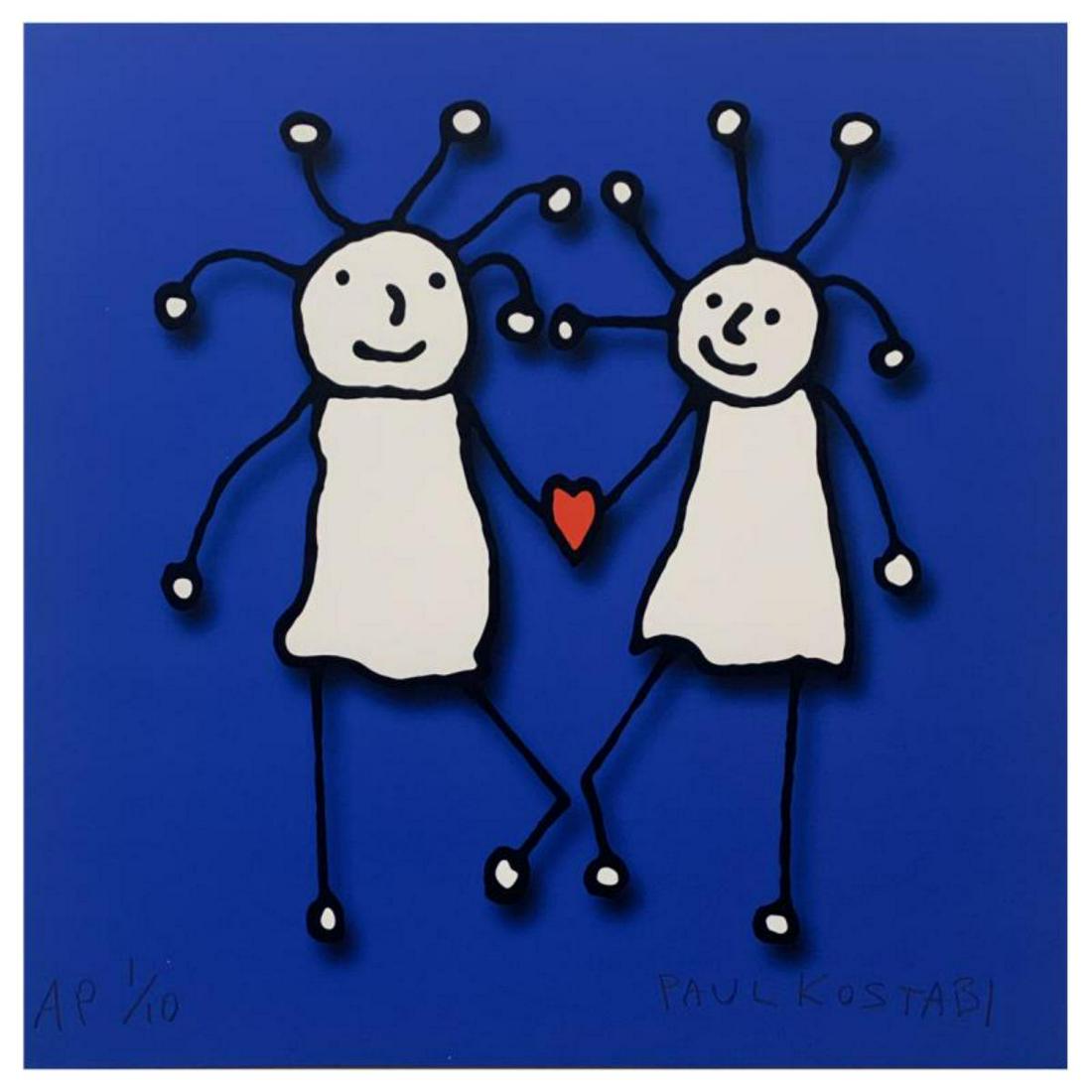 Paul Kostabi, "SPRKL Love (Blue)" Hand Signed Limited Edition Giclee with Letter of Authenticity. (1 of 1)