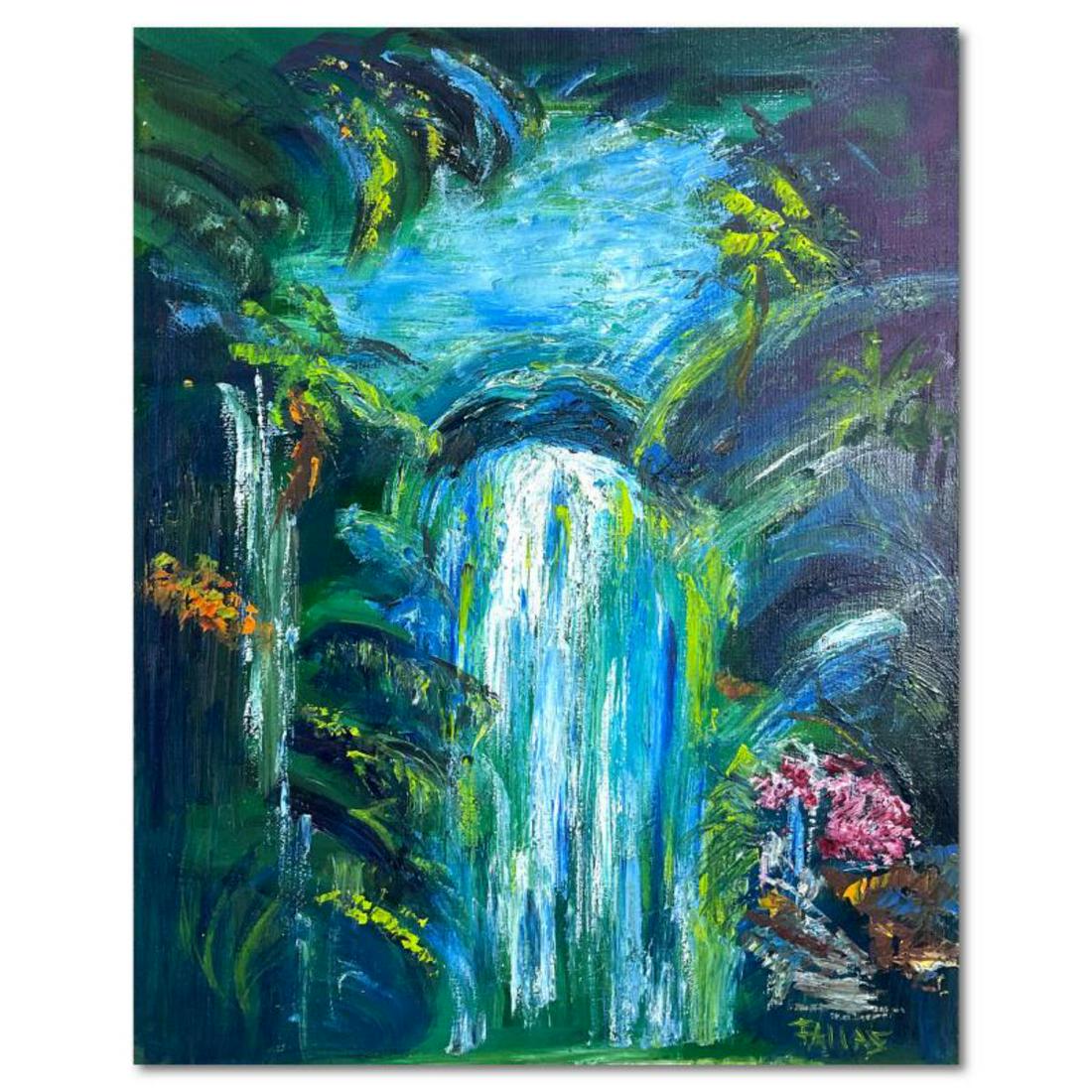 Elliot Fallas, "Tropical Stream" Original Oil Painting on Gallery Wrapped Canvas, Hand Signed with: "Tropical Stream" is an original oil painting on canvas by Elliot Fallas, hand signed by the artist. This piece comes gallery wrapped. Includes Letter of Authenticity. Measures approx. 16" x 20" (imag