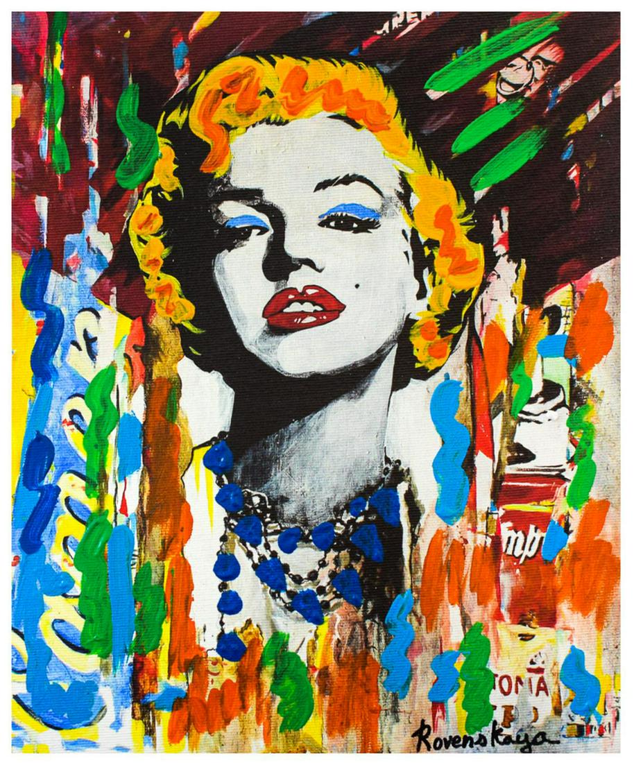 Nastya Rovenskaya- Mixed Media "Marilyn Monroe II": Artist: Nastya Rovenskaya. Medium: Mixed Media. Title: Marilyn Monroe II. Size (Unframed): 10" x 8". Certificate of Authenticity: From the publisher. Reference# 16818.