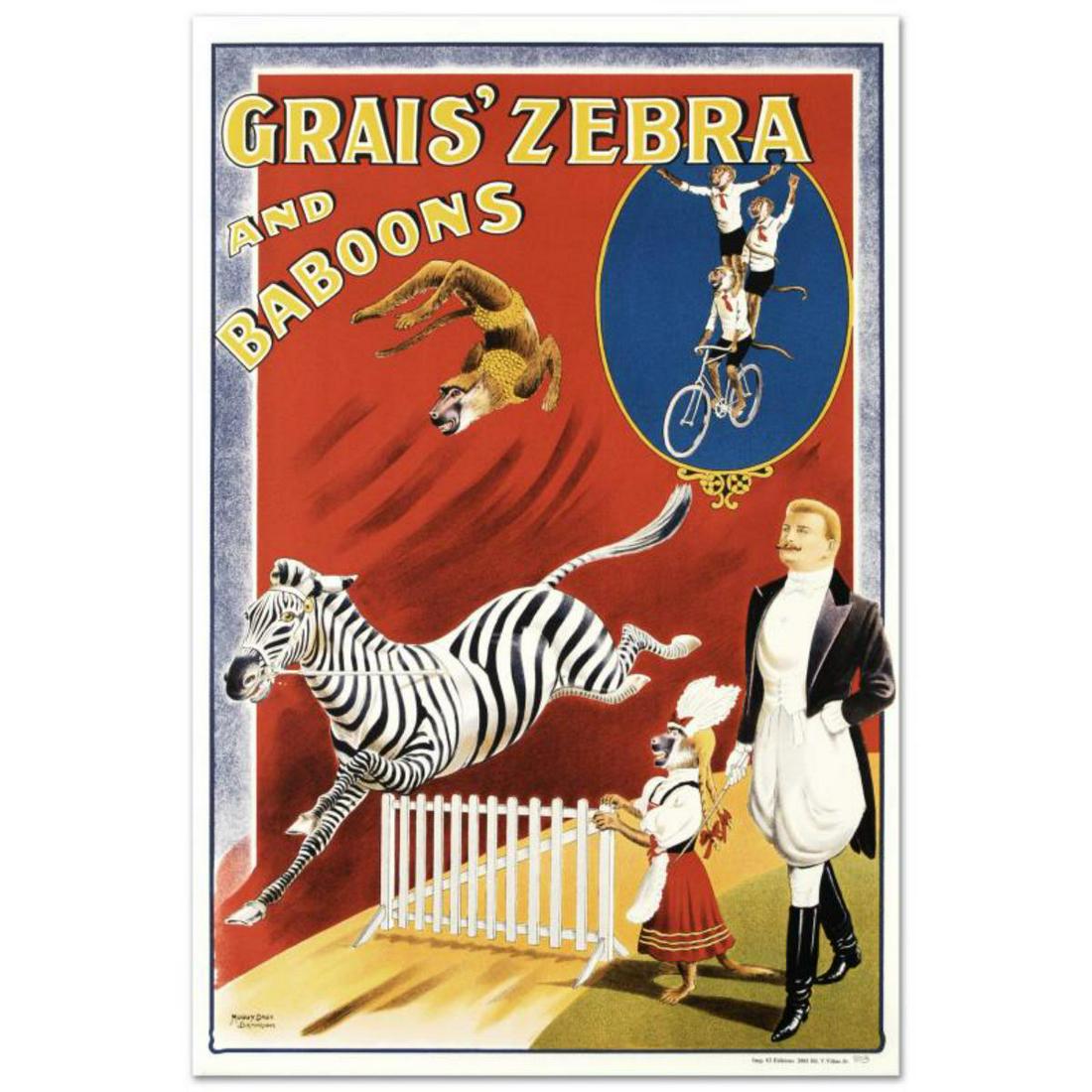 RE Society, "Grais Zebra and Baboons" Hand Pulled Lithograph, Image Originally by Albert Whitfield. (1 of 1)