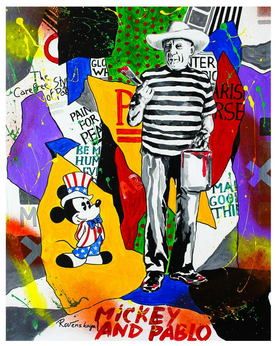 Nastya Rovenskaya- Original Oil on Canvas "Pablo Picasso In Action" (1 of 2)