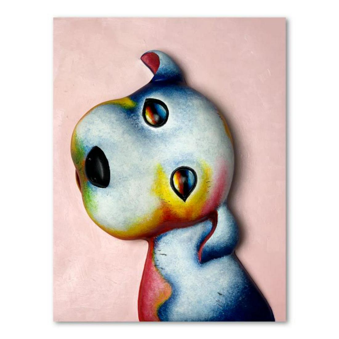 Wang, "Angel (Pink)" Hand Painted Limited Edition Bas Relief Sculpture, Numbered 15/99, Hand Signed (1 of 3)