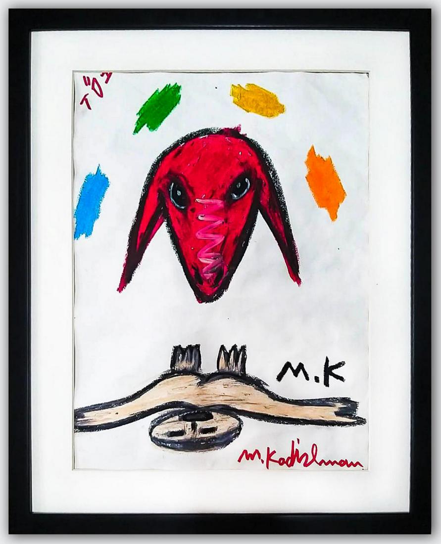 Menashe Kadishman- Pastel on Paper "Untitled" (1 of 1)