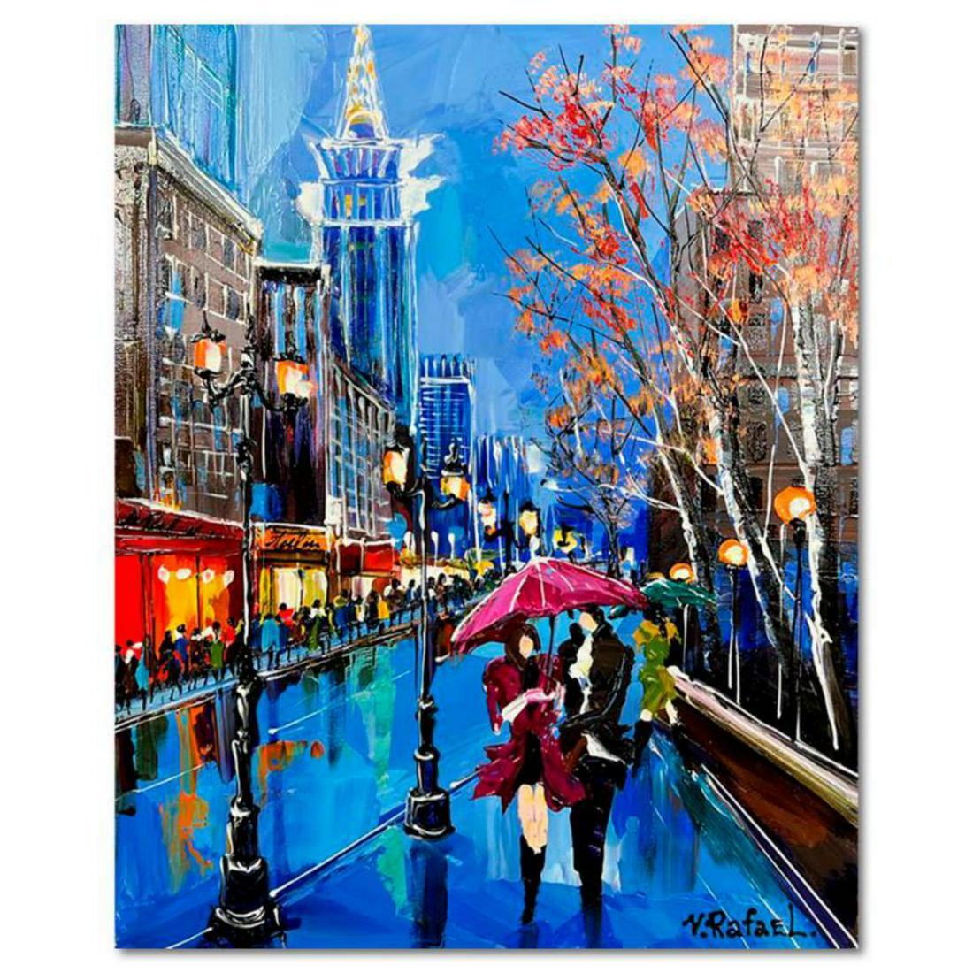 Yana Rafael "I Love You on a Rainy Day" Hand Signed Original Painting on Canvas with Letter of (1 of 1)