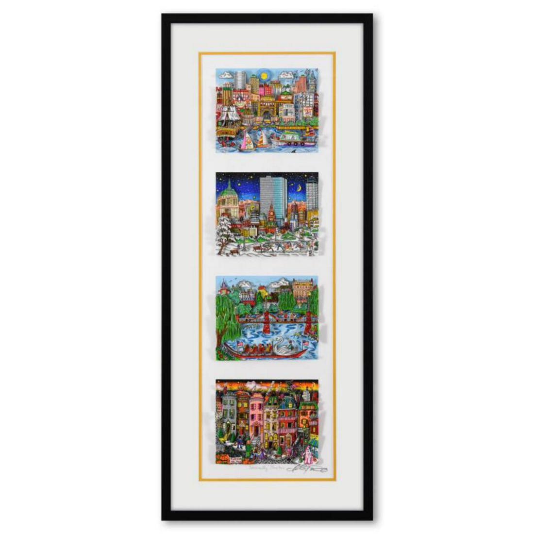 Charles Fazzino, "Seasonally Boston (Yellow)" Framed 3D Limited Edition Silk Screen, Numbered and (1 of 3)