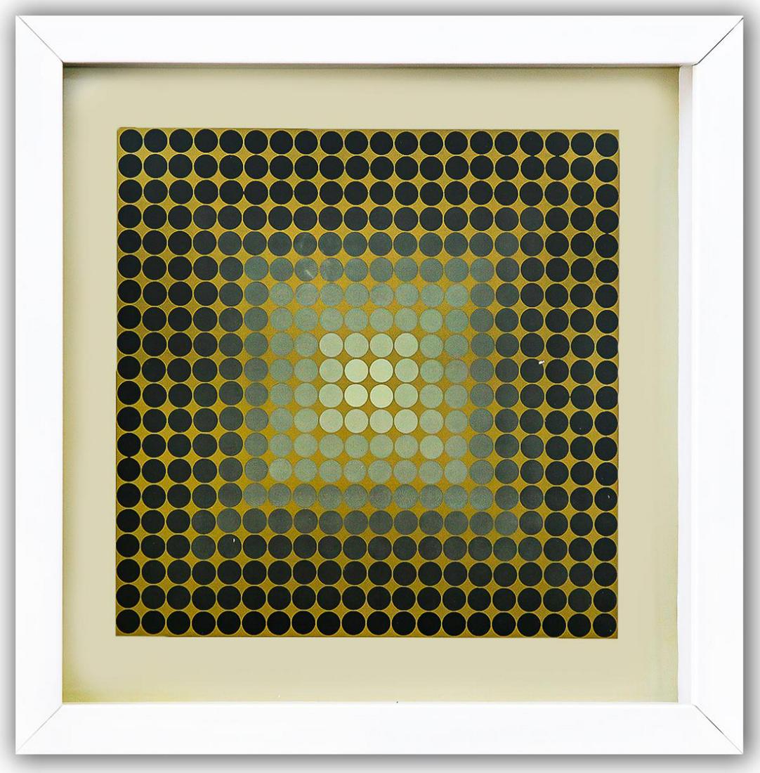 Victor Vasarely- Heliogravure Print "Untitled": Artist: Victor Vasarely. Medium: Heliogravure Print. Title: Untitled. Size (Unframed): 10" x 10". Size (Framed): 12" x 12". Additional: Custom Framed. Reference# 200628.