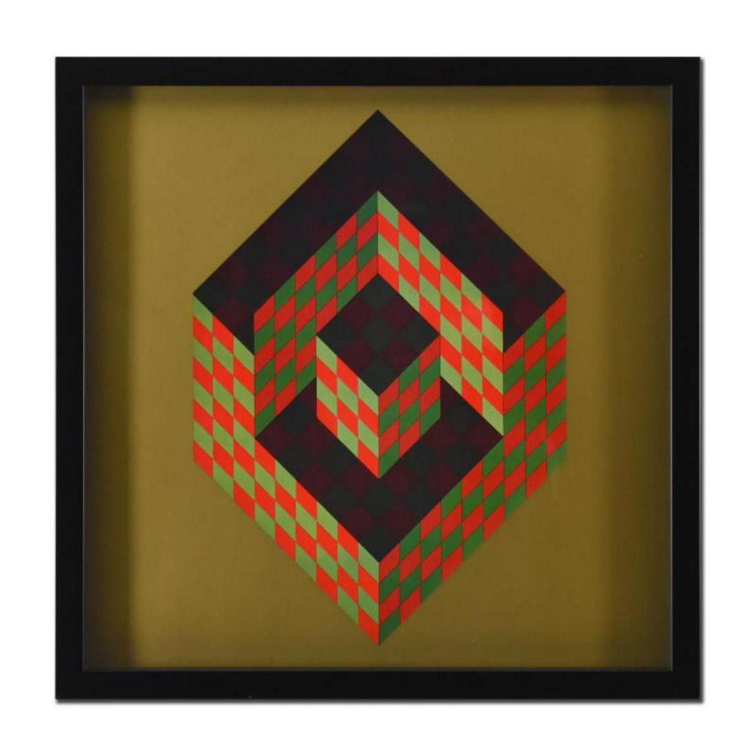 Victor Vasarely (1908-1997), "Bidim 1968" Framed Heliogravure Print with Letter of Authenticity (1 of 1)