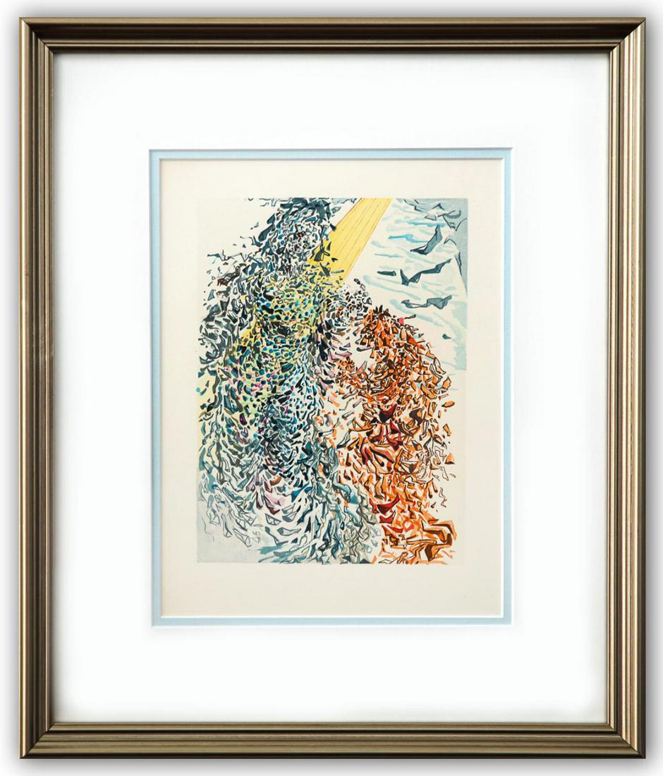Salvador Dali- Original Color Woodcut on B.F.K. Rives Paper "Paradise 11": Artist: Salvador Dali. Medium: Original Color Woodcut on B.F.K. Rives Paper. Title: Paradise 11. Size (Unframed): 13" x 10". Measures approx. (Framed): 22" x 18". Certificate of Authenticity: Is inclu