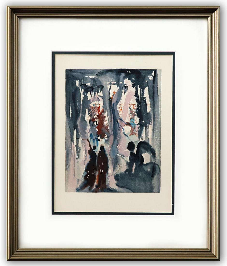 Salvador Dali- Original Color Woodcut on B.F.K. Rives Paper "Paradise 13": Artist: Salvador Dali. Medium: Original Color Woodcut on B.F.K. Rives Paper. Title: Paradise 13. Size (Unframed): 13" x 10". Measures approx. (Framed): 22" x 18". Certificate of Authenticity: Is inclu