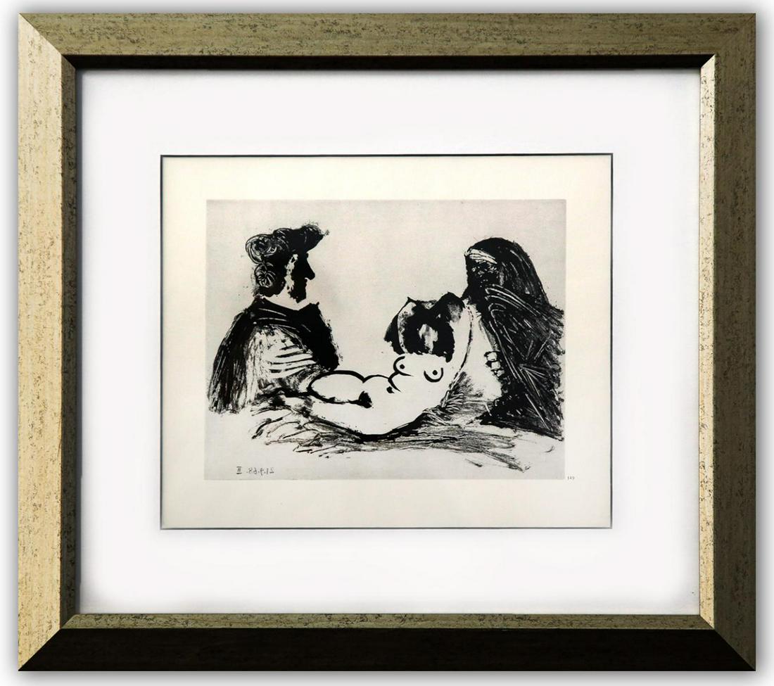 After Pablo Picasso- Offset Lithograph "From The 347 Series": Artist: After Pablo Picasso. Medium: Offset Lithograph. Title: From The 347 Series. Size (Unframed): 10" x 12". Measures approx. (Framed): 18" x 20". Additional: Custom framed. Unsigned and unnumbered