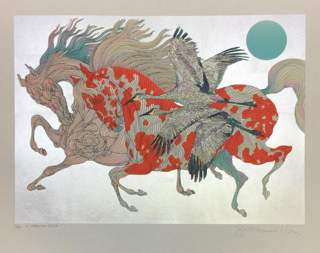 Guillaume Azoulay- Serigraph on paper with hand laid silver leaf  "IT TAKES TWO" (1 of 1)