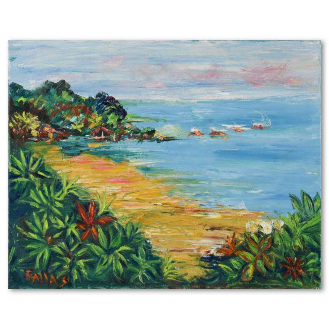 Elliot Fallas, "Weekend at the Beach" Original Oil Painting on Canvas, Hand Signed with Letter of (1 of 2)