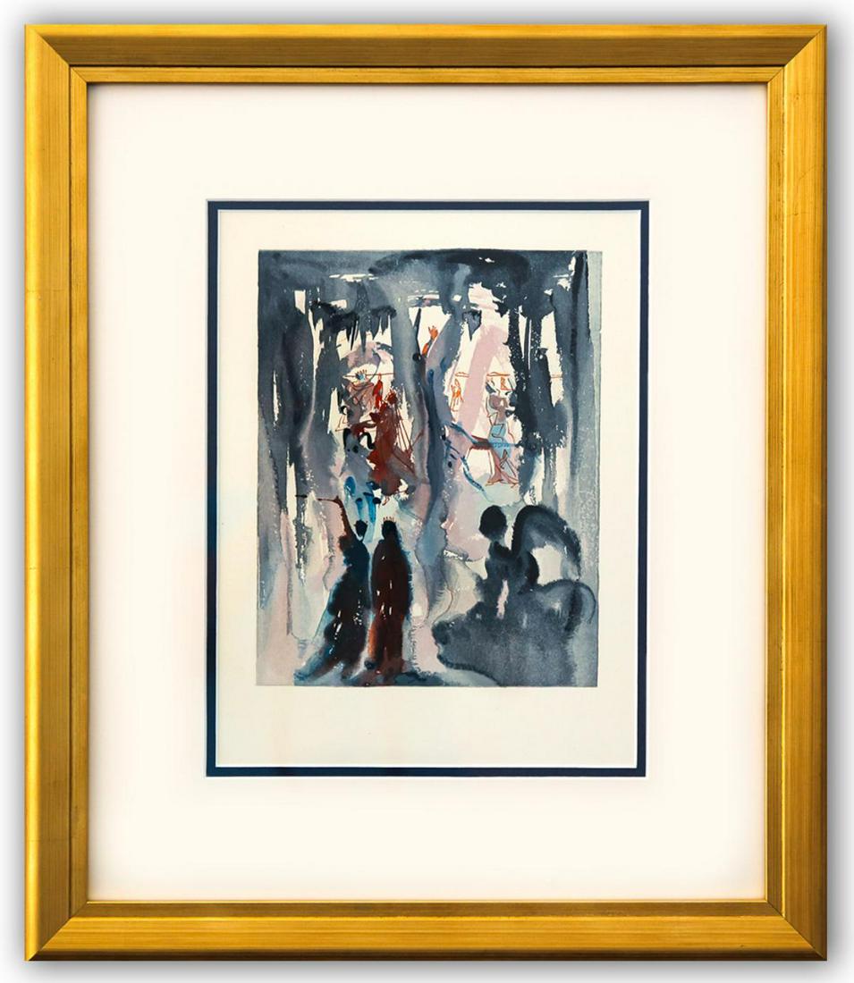 Salvador Dali- Original Color Woodcut on B.F.K. Rives Paper "Paradise 13": Artist: Salvador Dali. Medium: Original Color Woodcut on B.F.K. Rives Paper. Title: Paradise 13. Size (Unframed): 13" x 10". Measures approx. (Framed): 22" x 18". Certificate of Authenticity: Is inclu